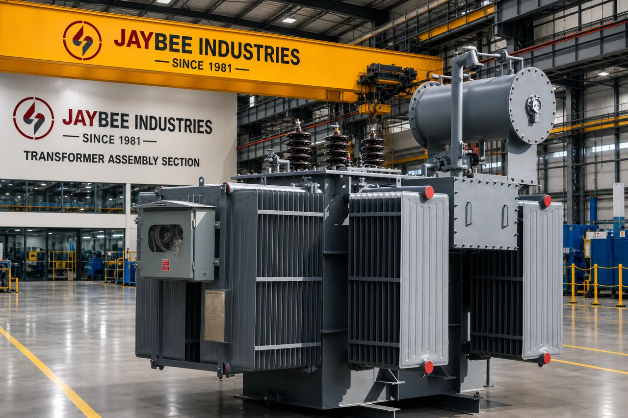 Jaybee power transformer on the assembly floor at Kirpalpur